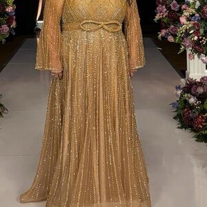 Plus Size Beaded Couture Formal Gown